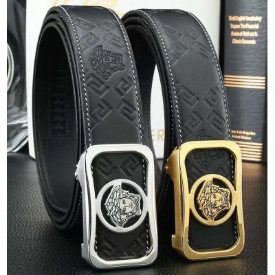 3.8cm width VERSACE stainless steel automatic buckle genuine leather belt