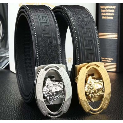 3.5cm width VERSACE stainless steel automatic buckle genuine leather belt