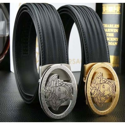 3.5cm width VERSACE stainless steel automatic buckle genuine leather belt