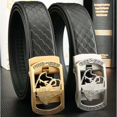 3.5cm width VERSACE stainless steel automatic buckle genuine leather belt