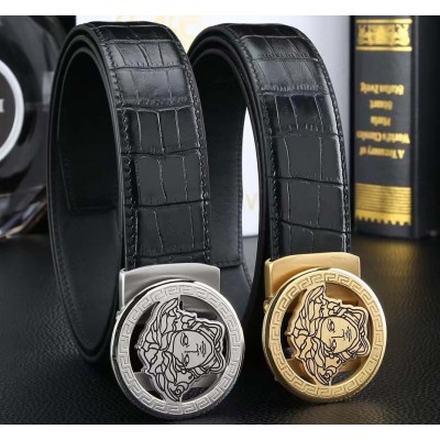 3.5cm width VERSACE stainless steel automatic buckle genuine leather belt