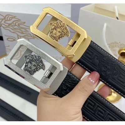 3.5cm width VERSACE stainless steel automatic buckle genuine leather belt