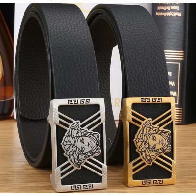 3.5cm width VERSACE stainless steel automatic buckle genuine leather belt