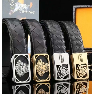 3.5cm width VERSACE stainless steel automatic buckle genuine leather belt