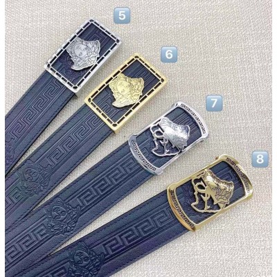 3.8cm width VERSACE stainless steel western bead buckle genuine leather belt