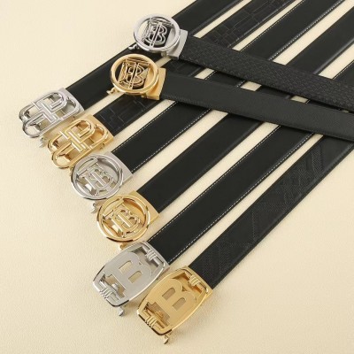 3.5cm width Burberry stainless steel automatic buckle genuine leather belt