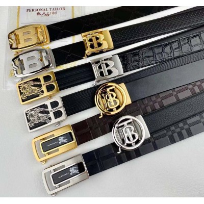 3.5cm width Burberry stainless steel automatic buckle genuine leather belt