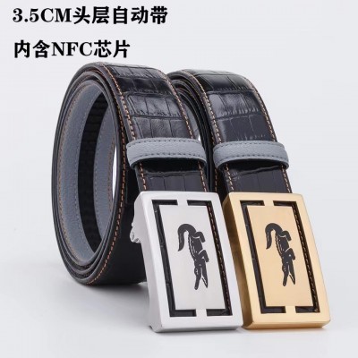 3.5cm width LACOSTE stainless steel automatic buckle genuine leather belt