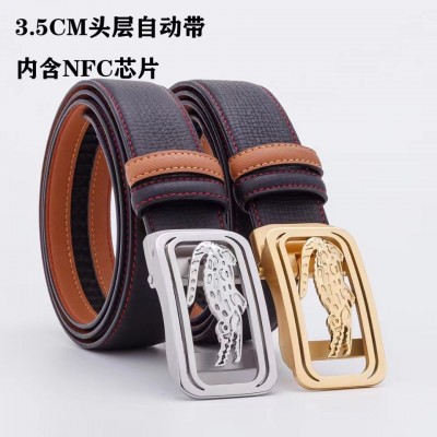 3.5cm width LACOSTE stainless steel automatic buckle genuine leather belt