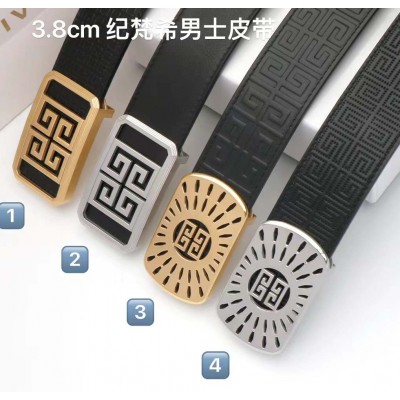 3.8cm width Givenchy stainless steel western bead buckle genuine leather belt