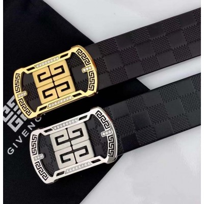 3.8cm width Givenchy stainless steel western bead buckle genuine leather belt