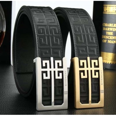 3.8cm width Givenchy stainless steel western bead buckle genuine leather belt