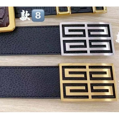 3.8cm width Givenchy stainless steel western bead buckle genuine leather belt