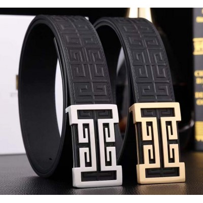 3.8cm width Givenchy stainless steel western bead buckle genuine leather belt