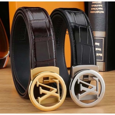 3.5cm width LV stainless steel automatic buckle genuine leather belt