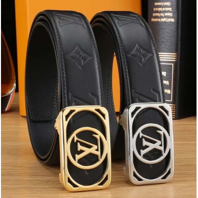 3.5cm width LV stainless steel automatic buckle genuine leather belt