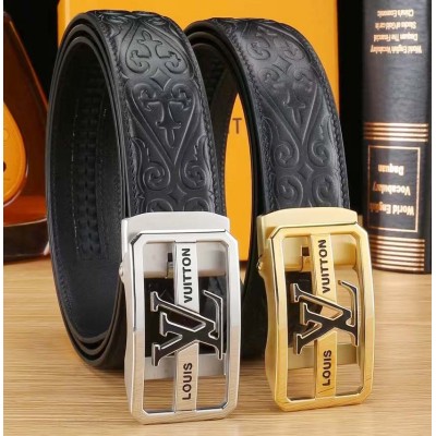 3.5cm width LV stainless steel automatic buckle genuine leather belt