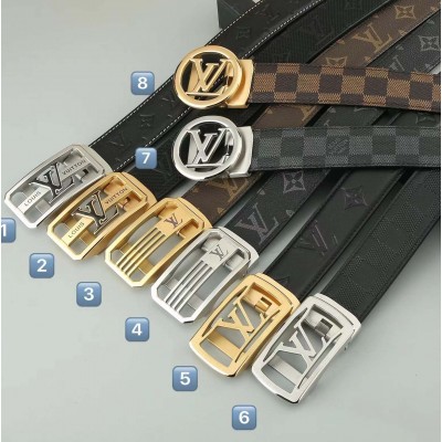 3.5cm width LV stainless steel automatic buckle genuine leather belt