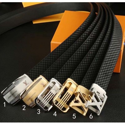 3.5cm width LV stainless steel automatic buckle genuine leather belt