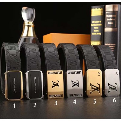 3.5cm width LV stainless steel automatic buckle genuine leather belt