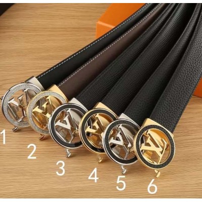 3.5cm width LV stainless steel automatic buckle genuine leather belt