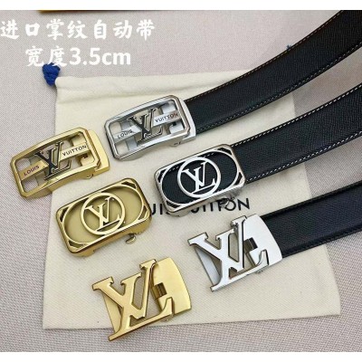 3.5cm width LV stainless steel automatic buckle genuine leather belt