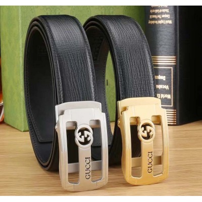 3.5cm width Gucci stainless steel automatic buckle genuine leather belt