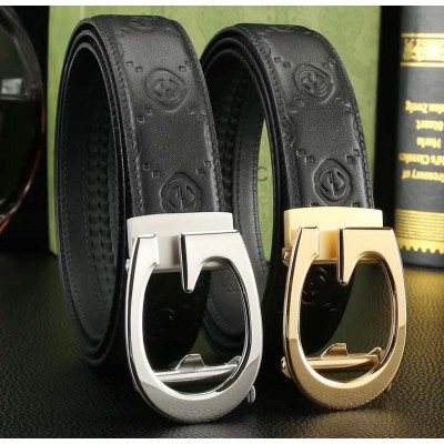 3.5cm width Gucci stainless steel automatic buckle genuine leather belt