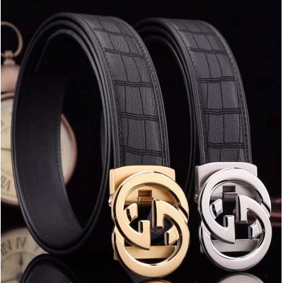 3.5cm width Gucci stainless steel automatic buckle genuine leather belt