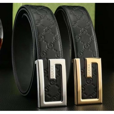 3.5cm width Gucci stainless steel automatic buckle genuine leather belt