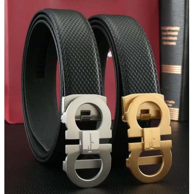 3.5cm width ferragamo stainless steel automatic buckle genuine leather belt