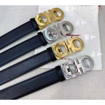 3.5cm width ferragamo stainless steel automatic buckle genuine leather belt
