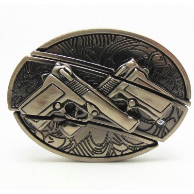 double guns head knife belt buckles