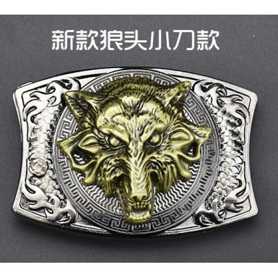 new style wolf head knife belt buckles